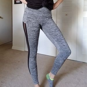 Grey yoga pants with mesh detailing